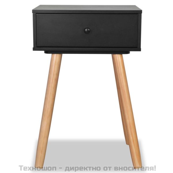 Нощни масички, 2 бр, иглолистен масив, 40x30x61 см, черни