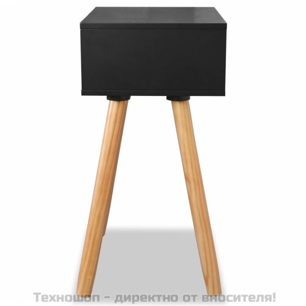 Нощни масички, 2 бр, иглолистен масив, 40x30x61 см, черни