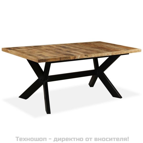 Трапезна маса, мангово дърво масив, стоманена основа, 180 cм