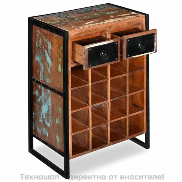 Стойка за вино за 16 бутилки, регенерирана дървесина масив