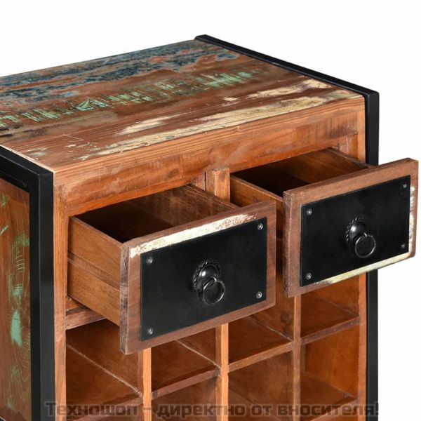 Стойка за вино за 16 бутилки, регенерирана дървесина масив