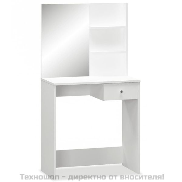 Тоалетна масичка, инженерно дърво, 75x40x141 см, бяла