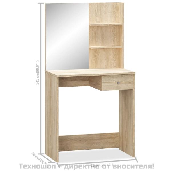 Тоалетна масичка, инженерно дърво, 75x40x141 см, дъб