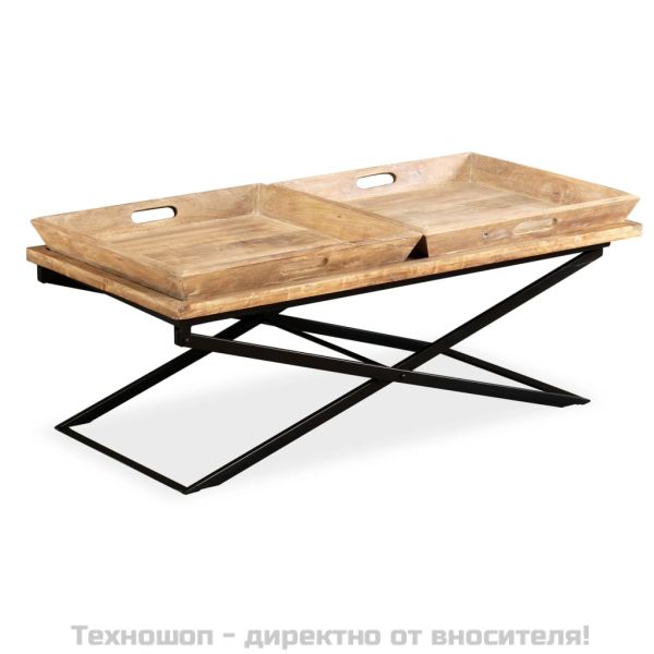 Маса за кафе от мангово дърво масив, 110x55x42 cм
