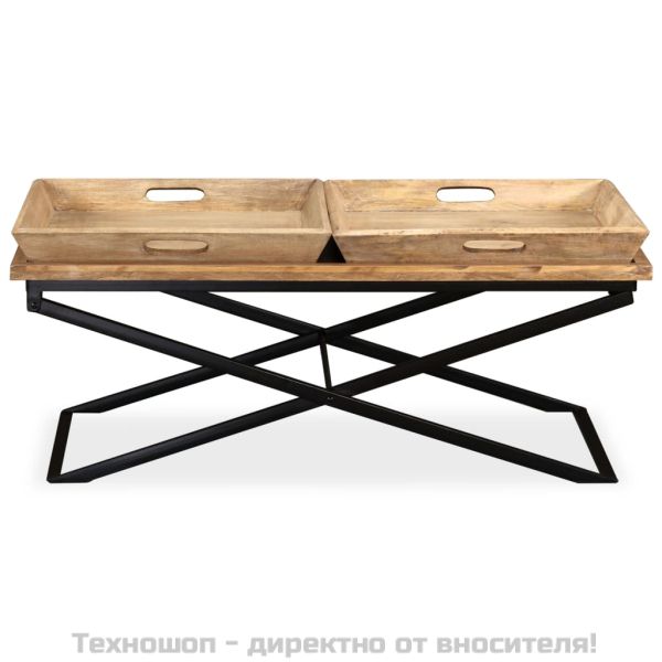 Маса за кафе от мангово дърво масив, 110x55x42 cм