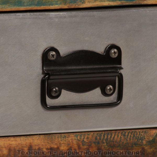 Кафе маса с 3 чекмеджета, рециклирано дърво масив, 100x50x35 cм