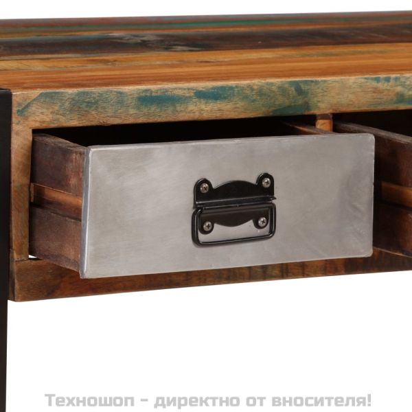 Кафе маса с 3 чекмеджета, рециклирано дърво масив, 100x50x35 cм