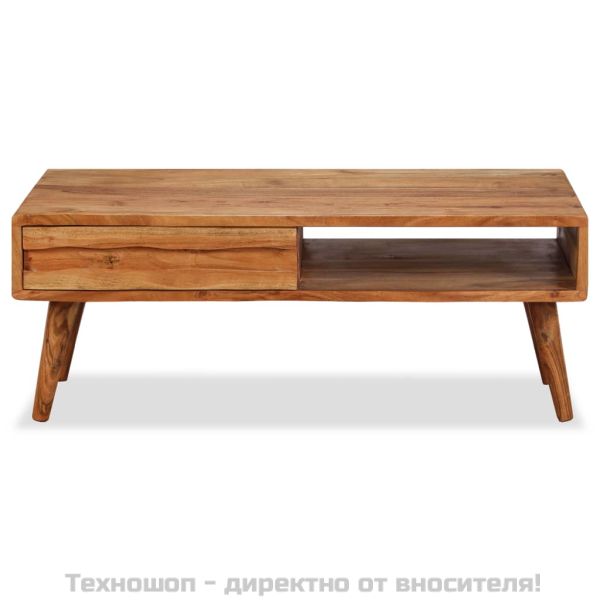 Маса за кафе, дървен масив, с резбовано чекмедже, 100x50x40 cм