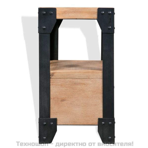 Нощно шкафче, акациево дърво масив, стомана, 40x30x54 cм