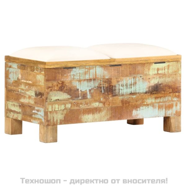 Пейка за съхранение, регенерирано дърво масив, 80x40x40 см
