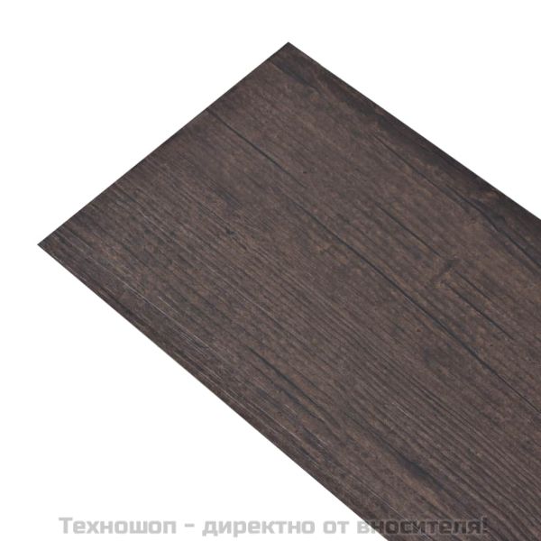 Самозалепващи подови дъски PVC 5,02 м² 2 мм тъмнокафяви