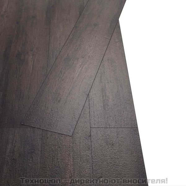 Самозалепващи подови дъски PVC 5,02 м² 2 мм тъмнокафяви