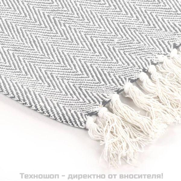 Декоративно одеяло, памук, рибена кост, 220x250 см, сиво