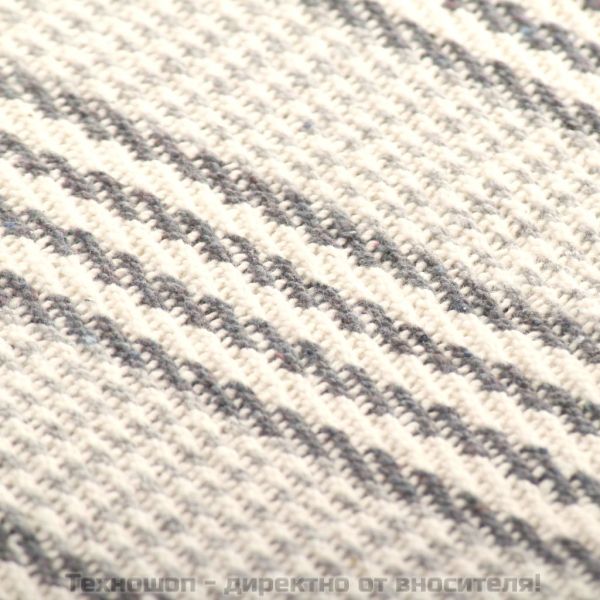 Декоративно одеяло, памук, ивици, 125x150 см, сиво и бяло