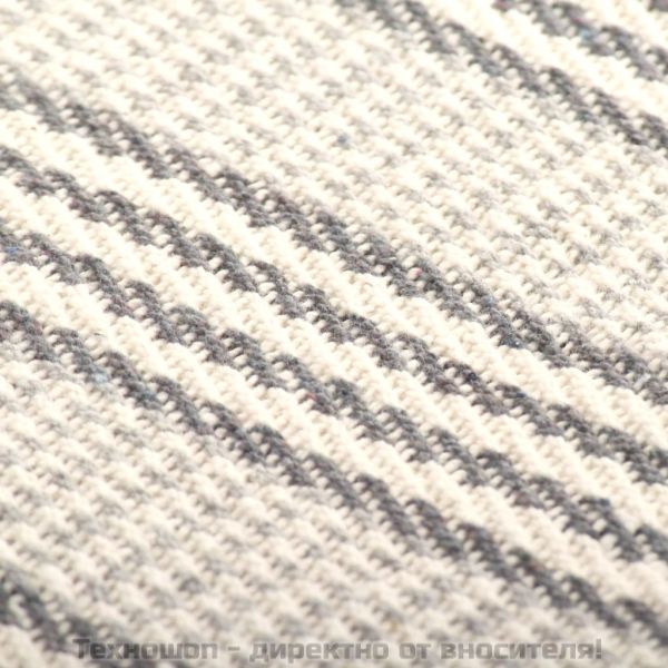 Декоративно одеяло, памук, ивици, 160x210 см, сиво и бяло