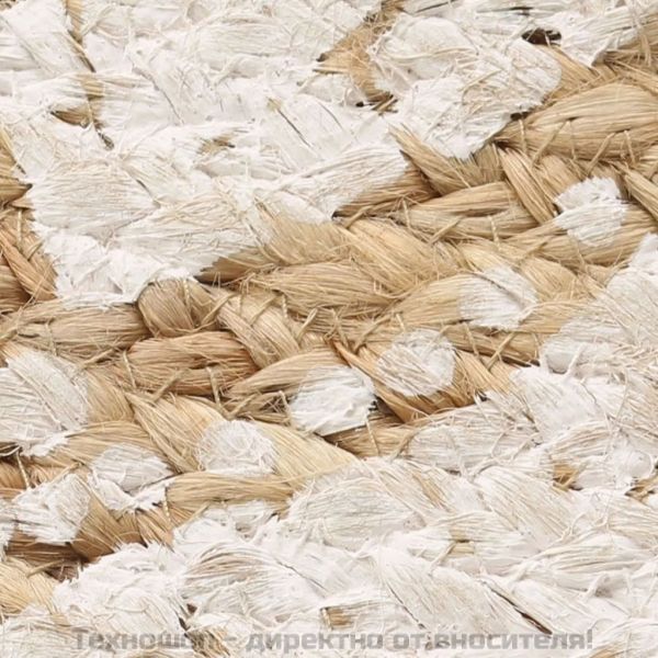 Плетен килим от юта с принт, 120 см, кръгъл