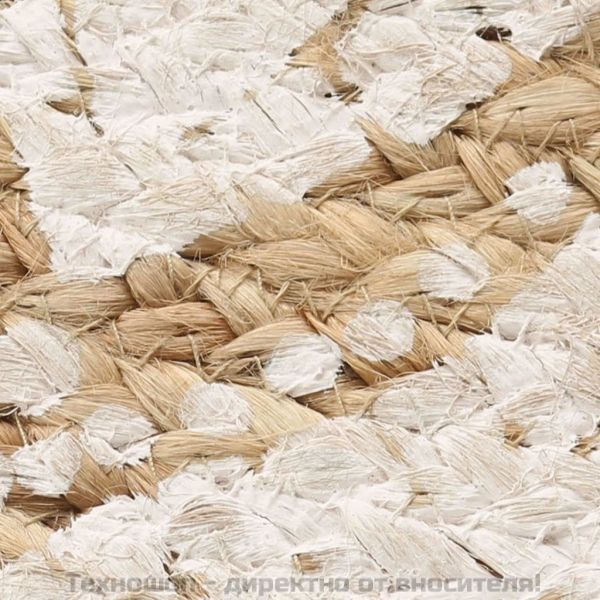 Плетен килим от юта с принтове, 150 см, кръгъл