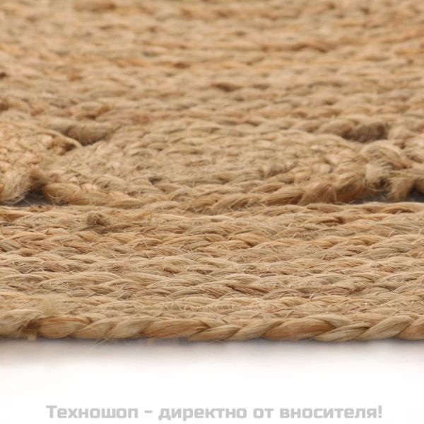 Плетен килим с дизайн, от юта, 120 см, кръгъл