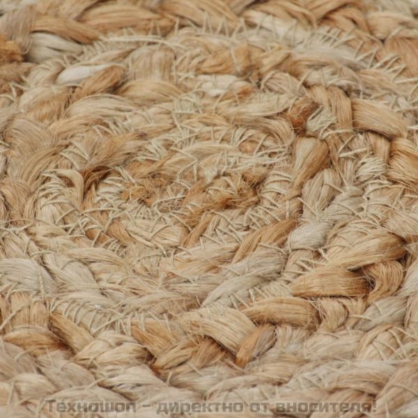 Плетен килим с дизайн, от юта, 150 см, кръгъл