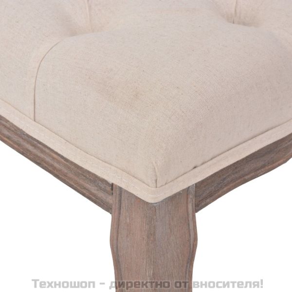 Пейка, лен и дървен масив, 110x38x48 см, кремавобяла