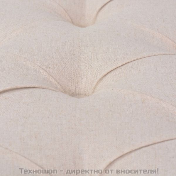 Пейка, лен и дървен масив, 150x40x48 см, кремаво бяла