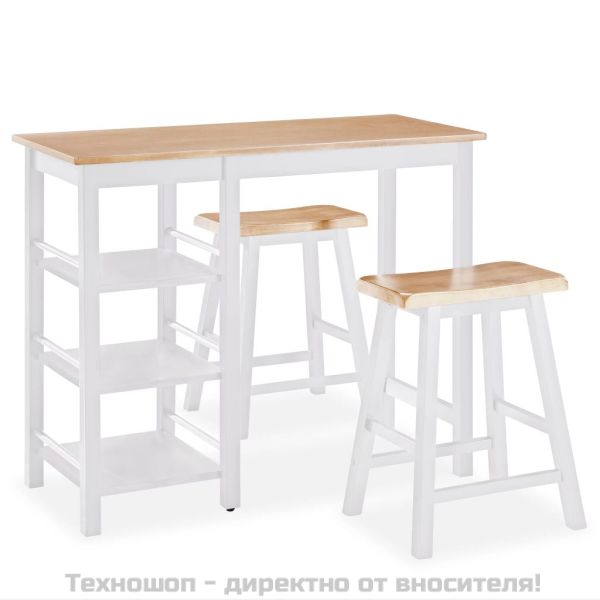 Бар комплект, 3 части, МДФ, бял