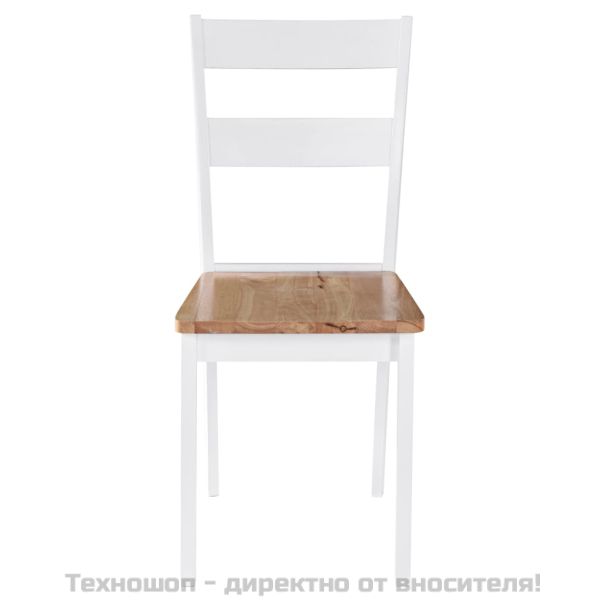 Трапезни столове, 4 бр, бели, каучуково дърво масив