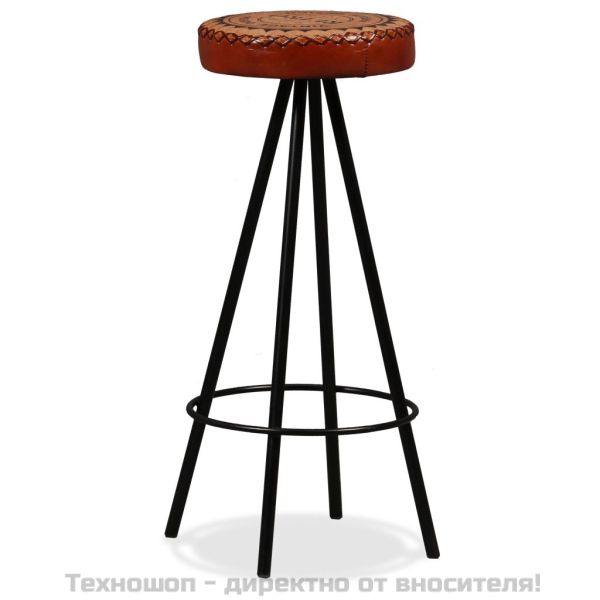 Бар табуретки, 2 бр, естествена кожа