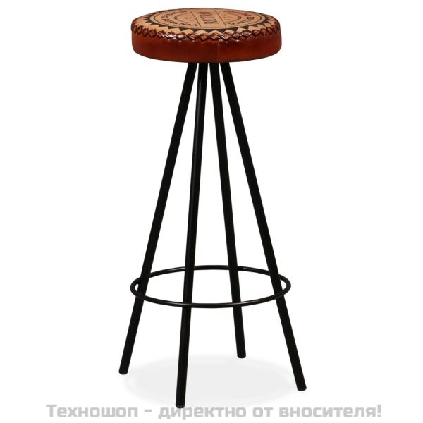 Бар табуретки, 2 бр, естествена кожа