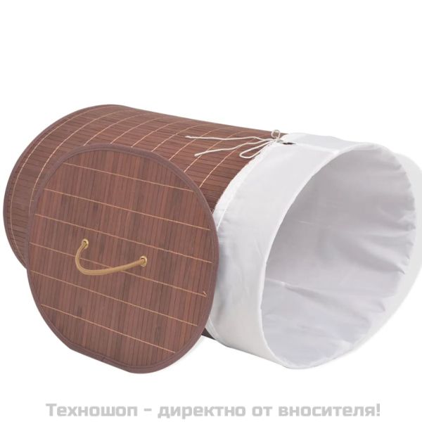 Бамбуков кош за пране, овален, кафяв