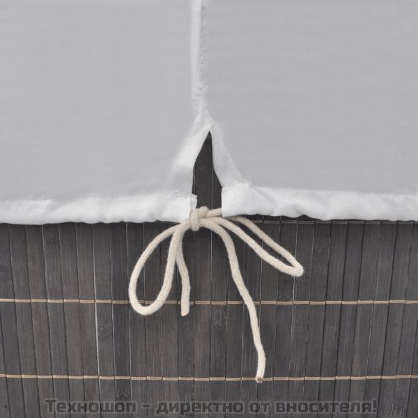 Бамбуков кош за пране, правоъгълен, тъмнокафяв