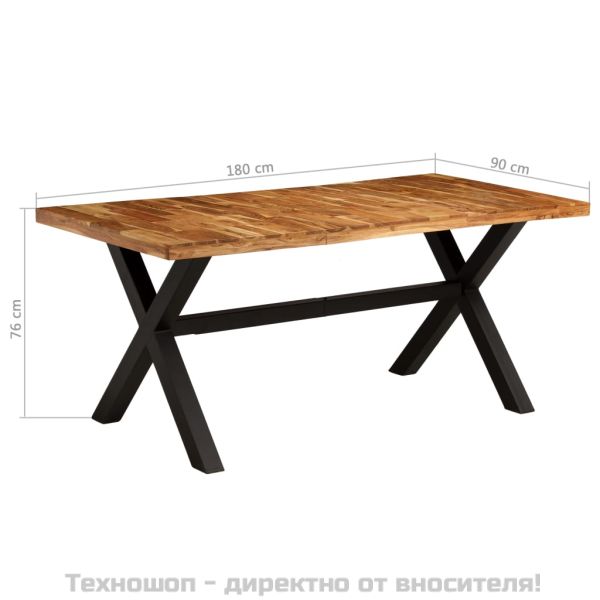 Трапезна маса, акациево и мангово дърво масив, 180x90x76 cм