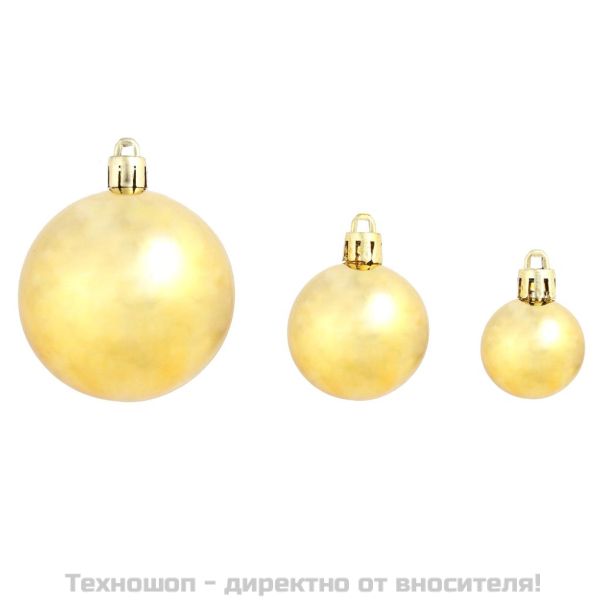 Комплект коледни топки от 100 части, 3/4/6 см, злато