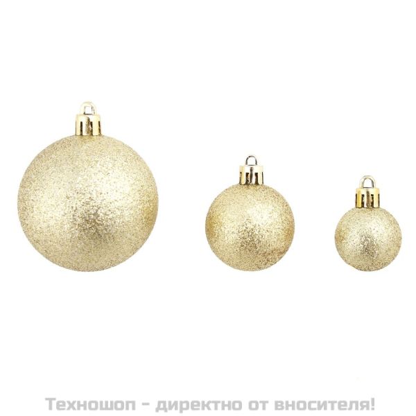 Комплект коледни топки от 100 части, 3/4/6 см, злато