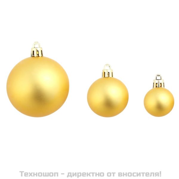 Комплект коледни топки от 100 части, 3/4/6 см, злато