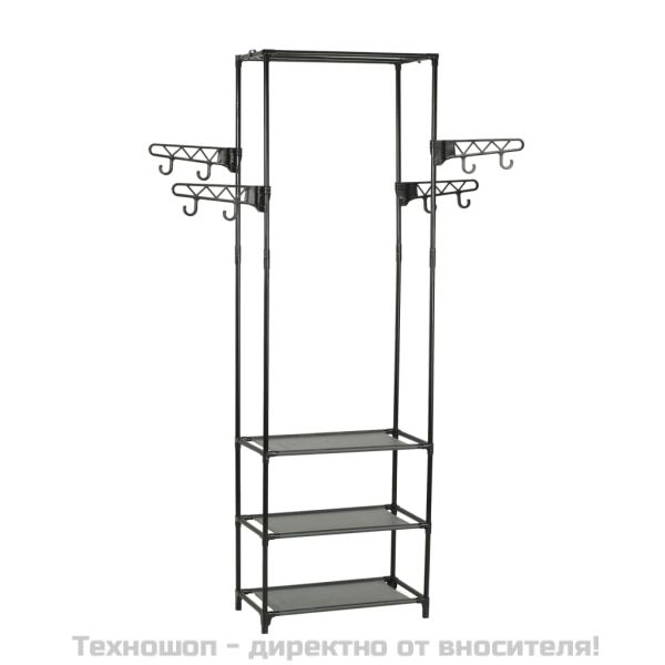 Стойка за дрехи, метал и нетъкан текстил, 55x28,5x175 см, черна