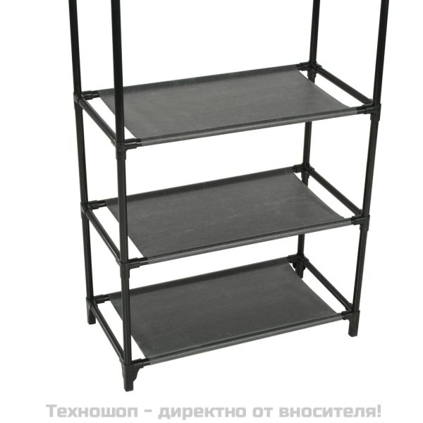 Стойка за дрехи, метал и нетъкан текстил, 55x28,5x175 см, черна