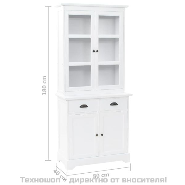 Бюфет с 4 врати, МДФ и борова дървесина, 80x40x180 см