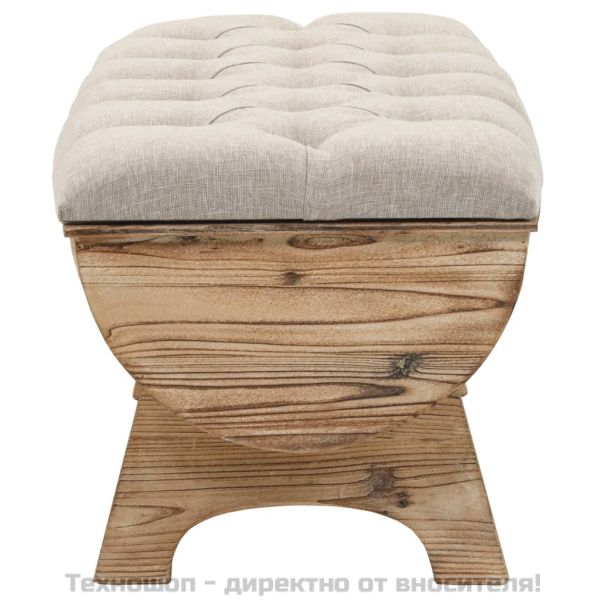 Пейка за съхранение, дървен масив и плат, 103x51x44 см