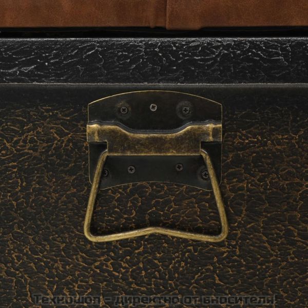 Пейка за съхранение дърво масив и изкуствена кожа 80,5x41x50 см