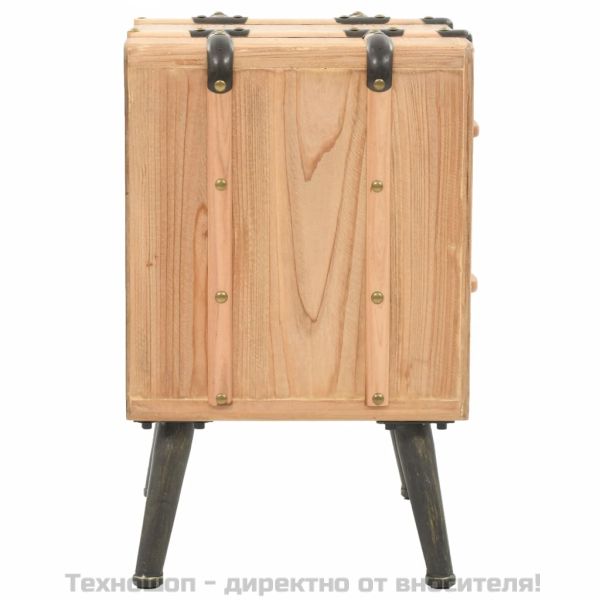 Нощно шкафче, чамова дървесина масив, 50x35x57 см