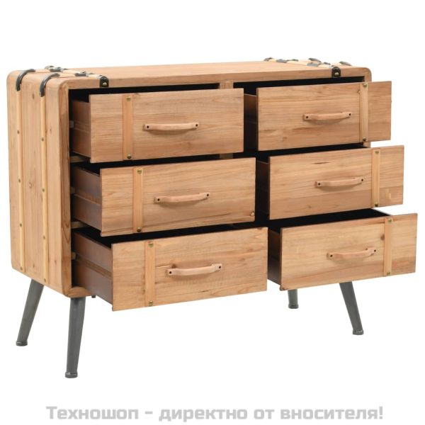 Шкаф с чекмеджета, масивна ела, 91x35x73 см