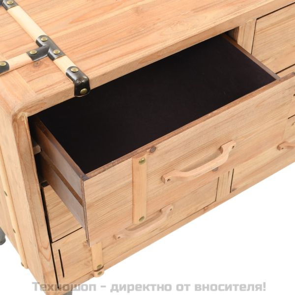 Шкаф с чекмеджета, масивна ела, 91x35x73 см