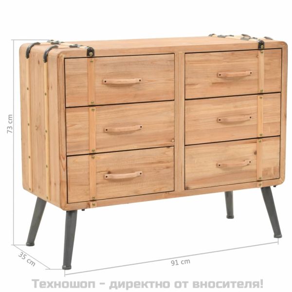 Шкаф с чекмеджета, масивна ела, 91x35x73 см