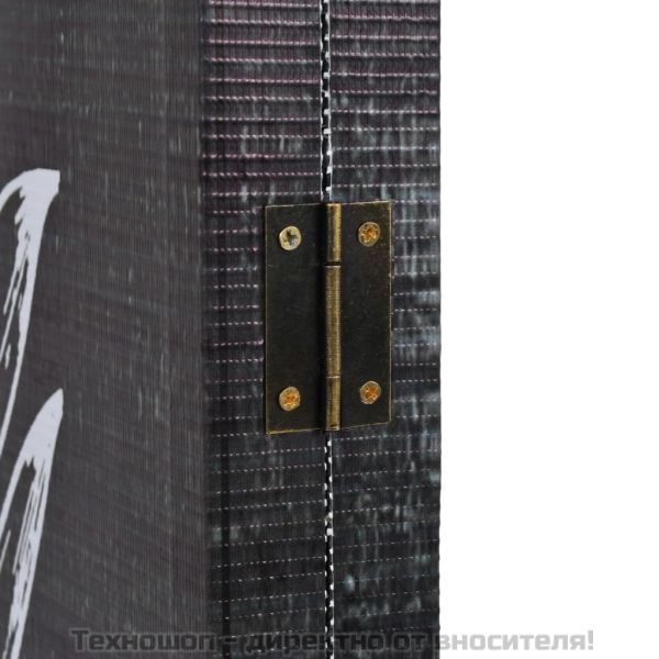 Сгъваем параван за стая, 228x170 см, пера, черно и бяло