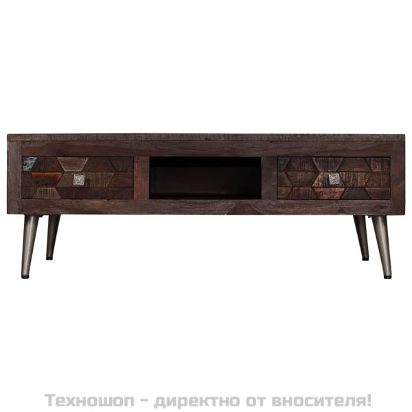 Маса за кафе, масивна регенерирана дървесина, 100x60x35 cм