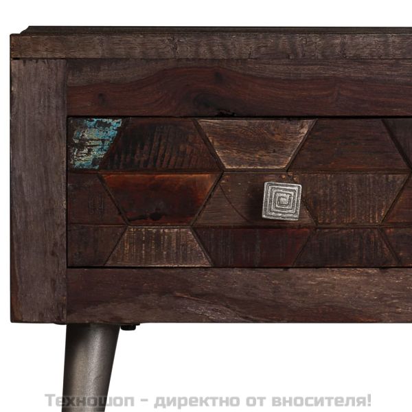 Маса за кафе, масивна регенерирана дървесина, 100x60x35 cм