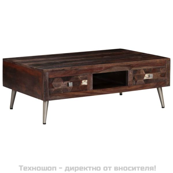 Маса за кафе, масивна регенерирана дървесина, 100x60x35 cм