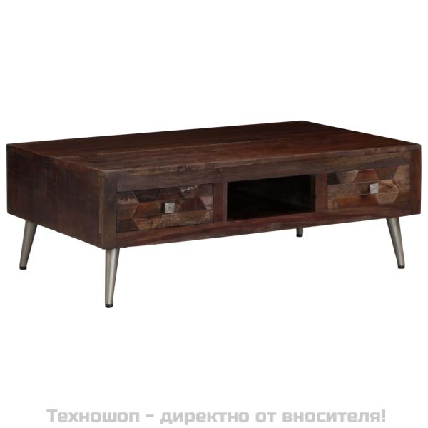 Маса за кафе, масивна регенерирана дървесина, 100x60x35 cм