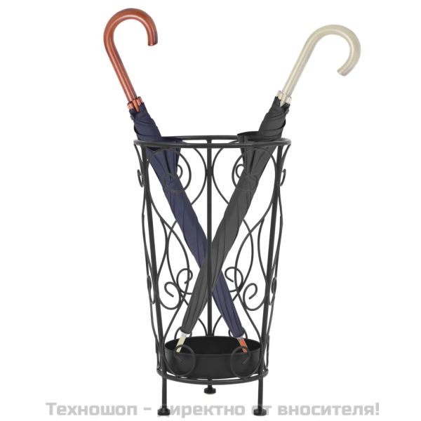 Поставка за чадъри, винтидж стил, метална, 26x46 см, черна